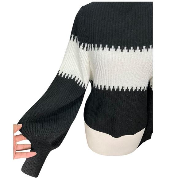 French Connection New With Tag Black & White Sweater Size Small Mock Turtle Neck - Picture 7 of 11